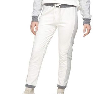 NEW Monrow White + Gray Stripe Mix Joggers Medium